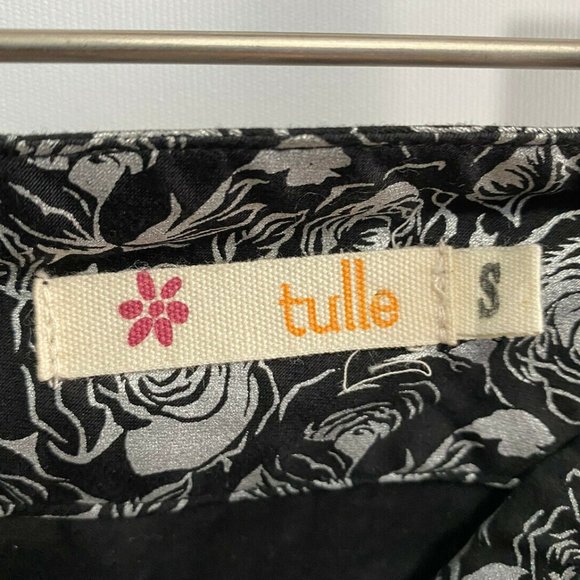 Tulle Black Skirt With Silver Floral Pattern Size S - Picture 3 of 5